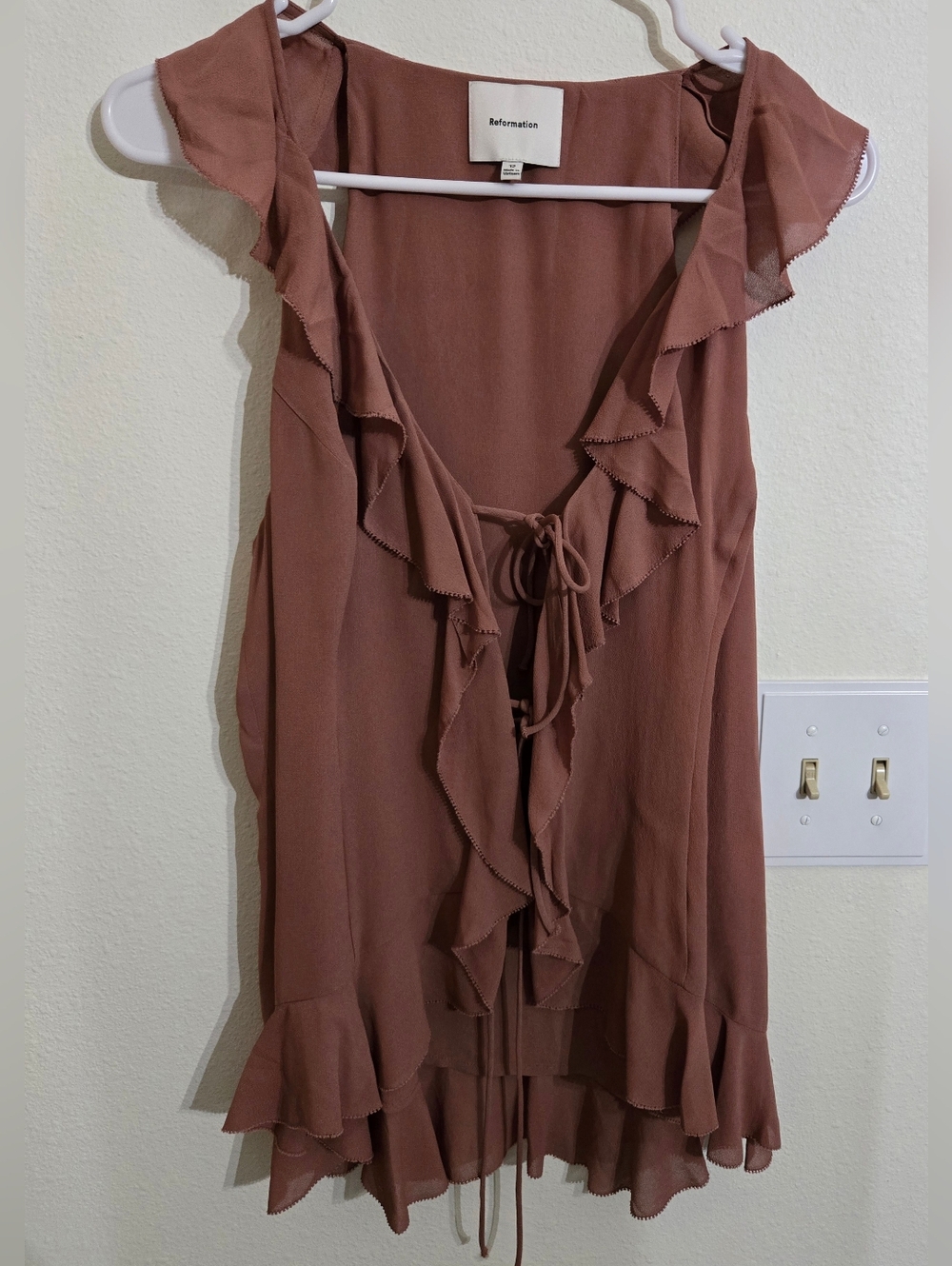 Reformation Brown Ruffle Tie-Front Camisole